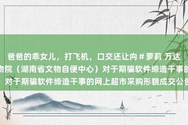 爸爸的乖女儿，打飞机，口交还让禸＃萝莉 万达信息中标成果：湖南博物院（湖南省文物自便中心）对于期骗软件缔造干事的网上超市采购形貌成交公告