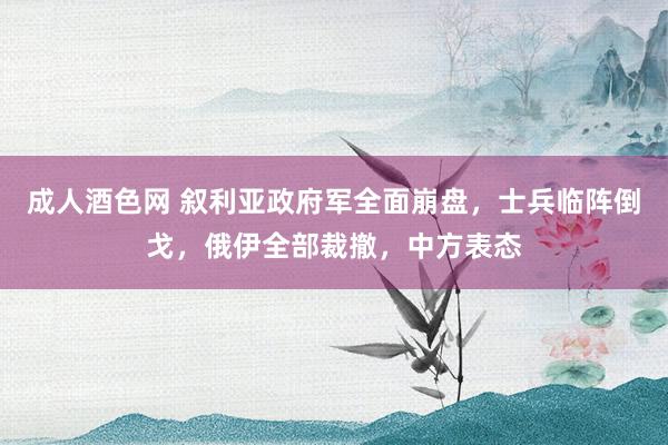 成人酒色网 叙利亚政府军全面崩盘，士兵临阵倒戈，俄伊全部裁撤，中方表态