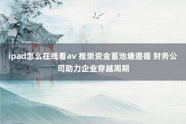 ipad怎么在线看av 推崇资金蓄池塘遵循 财务公司助力企业穿越周期