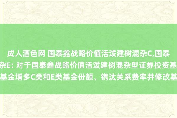 成人酒色网 国泰鑫战略价值活泼建树混杂C,国泰鑫战略价值活泼建树混杂E: 对于国泰鑫战略价值活泼建树混杂型证券投资基金增多C类和E类基金份额、镌汰关系费率并修改基金合同和托管合同的公告