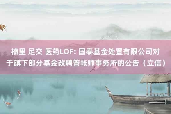 楠里 足交 医药LOF: 国泰基金处置有限公司对于旗下部分基金改聘管帐师事务所的公告（立信）