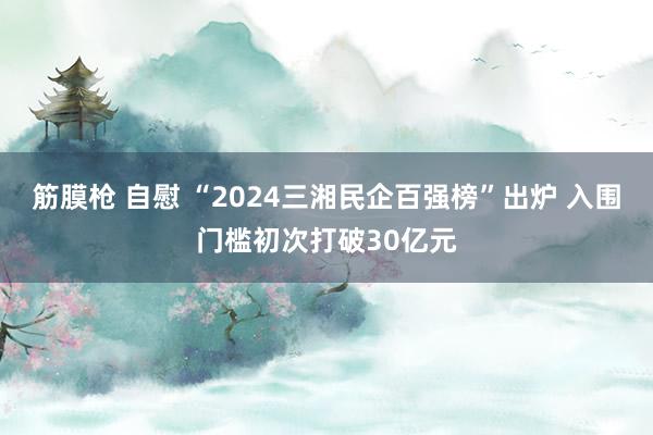 筋膜枪 自慰 “2024三湘民企百强榜”出炉 入围门槛初次打破30亿元