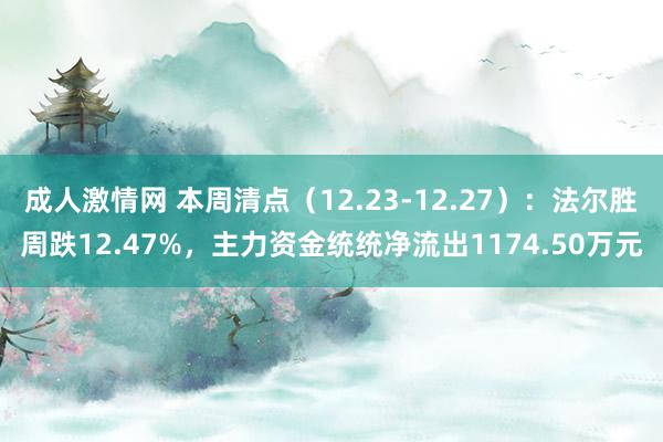 成人激情网 本周清点（12.23-12.27）：法尔胜周跌12.47%，主力资金统统净流出1174.50万元