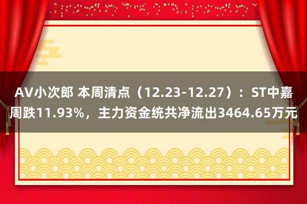 AV小次郎 本周清点（12.23-12.27）：ST中嘉周跌11.93%，主力资金统共净流出3464.65万元