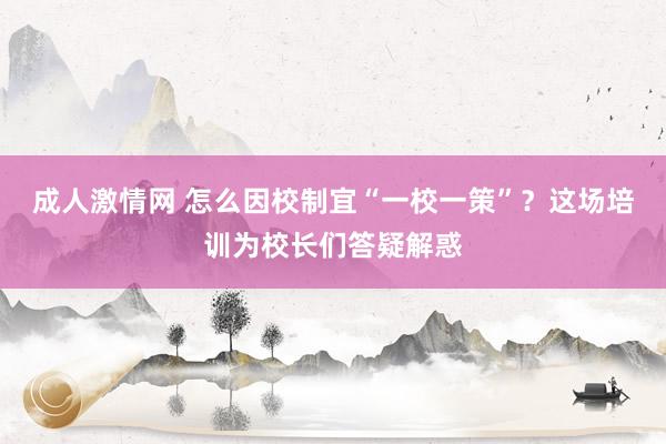 成人激情网 怎么因校制宜“一校一策”？这场培训为校长们答疑解惑