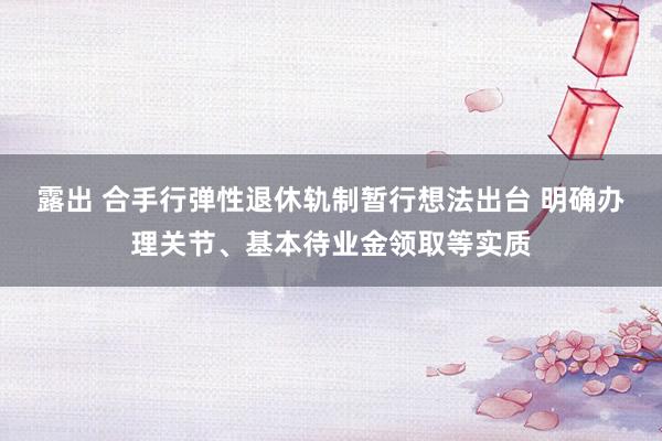 露出 合手行弹性退休轨制暂行想法出台 明确办理关节、基本待业金领取等实质