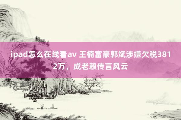 ipad怎么在线看av 王楠富豪郭斌涉嫌欠税3812万，成老赖传言风云