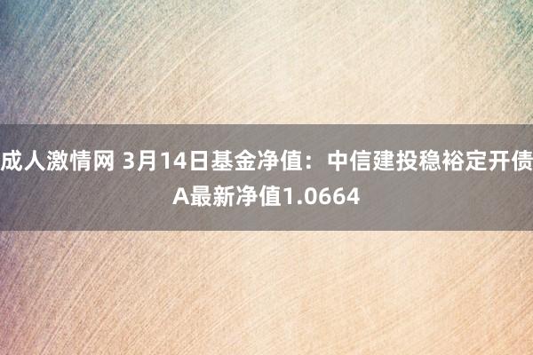 成人激情网 3月14日基金净值：中信建投稳裕定开债A最新净值1.0664
