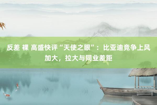 反差 裸 高盛快评“天使之眼”：比亚迪竞争上风加大，拉大与同业差距