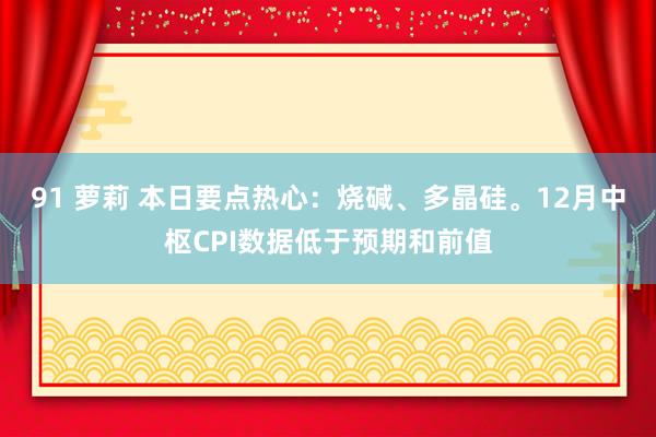 91 萝莉 本日要点热心：烧碱、多晶硅。12月中枢CPI数据低于预期和前值
