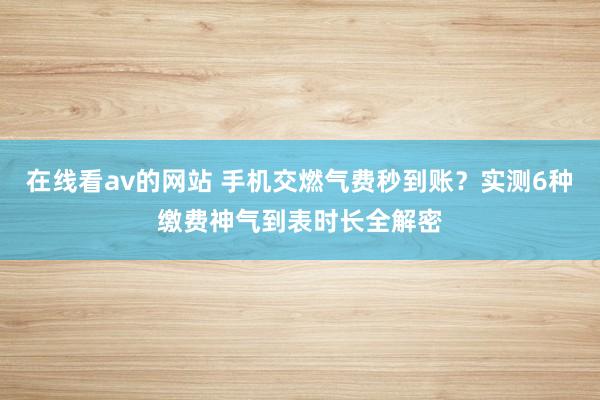 在线看av的网站 手机交燃气费秒到账？实测6种缴费神气到表时长全解密