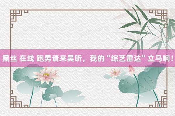 黑丝 在线 跑男请来吴昕，我的“综艺雷达”立马响！