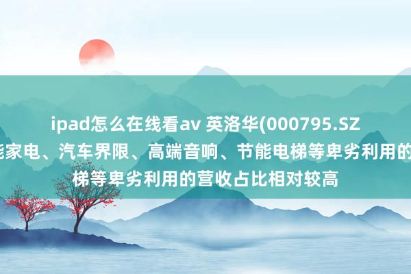 ipad怎么在线看av 英洛华(000795.SZ)：磁材居品在智能家电、汽车界限、高端音响、节能电梯等卑劣利用的营收占比相对较高