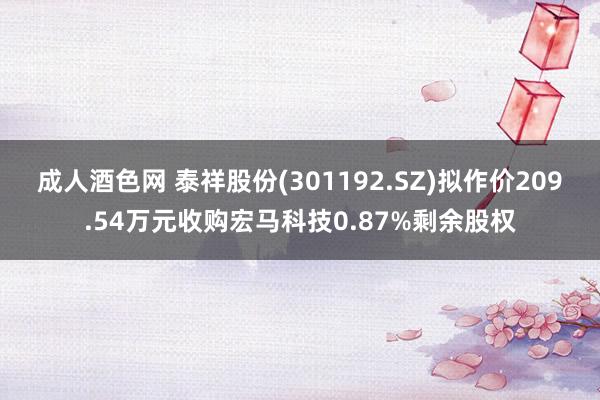 成人酒色网 泰祥股份(301192.SZ)拟作价209.54万元收购宏马科技0.87%剩余股权