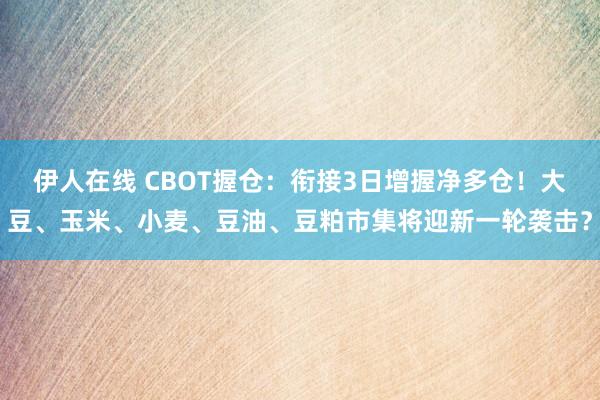 伊人在线 CBOT握仓：衔接3日增握净多仓！大豆、玉米、小麦、豆油、豆粕市集将迎新一轮袭击？
