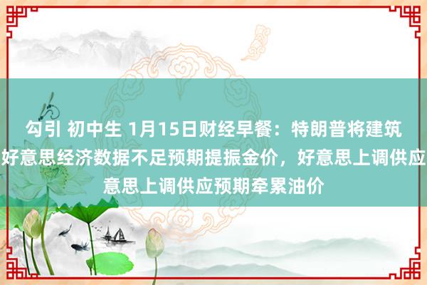 勾引 初中生 1月15日财经早餐：特朗普将建筑对外税务局，好意思经济数据不足预期提振金价，好意思上调供应预期牵累油价