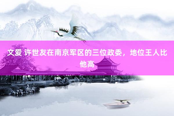 文爱 许世友在南京军区的三位政委，地位王人比他高
