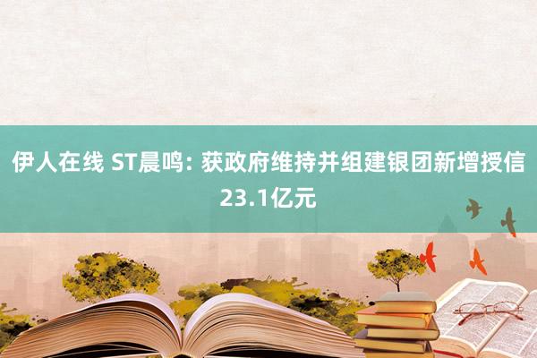 伊人在线 ST晨鸣: 获政府维持并组建银团新增授信23.1亿元