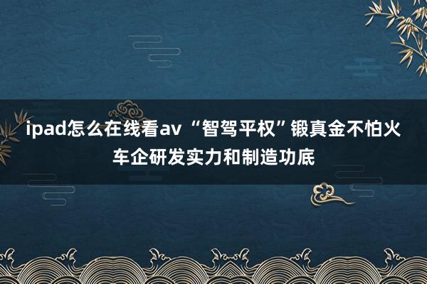 ipad怎么在线看av “智驾平权”锻真金不怕火车企研发实力和制造功底