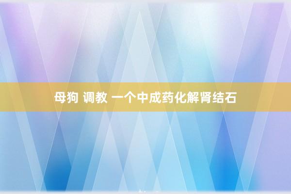 母狗 调教 一个中成药化解肾结石