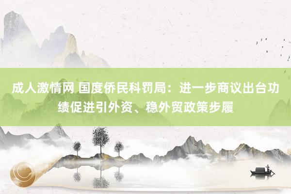成人激情网 国度侨民科罚局：进一步商议出台功绩促进引外资、稳外贸政策步履