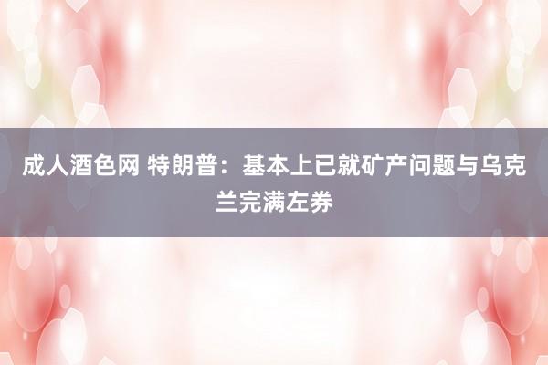 成人酒色网 特朗普：基本上已就矿产问题与乌克兰完满左券