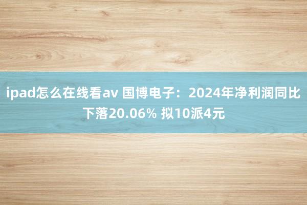 ipad怎么在线看av 国博电子：2024年净利润同比下落20.06% 拟10派4元