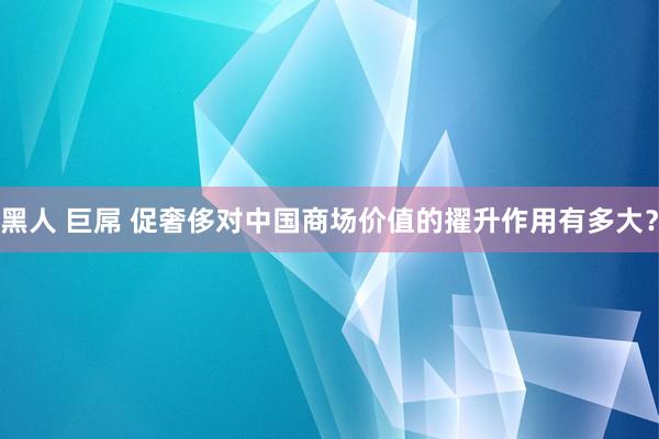 黑人 巨屌 促奢侈对中国商场价值的擢升作用有多大？