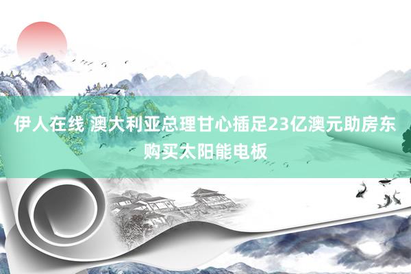 伊人在线 澳大利亚总理甘心插足23亿澳元助房东购买太阳能电板