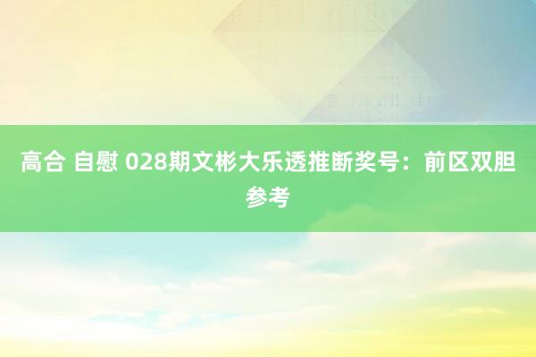 高合 自慰 028期文彬大乐透推断奖号：前区双胆参考