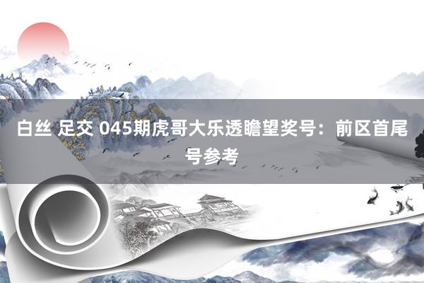 白丝 足交 045期虎哥大乐透瞻望奖号：前区首尾号参考
