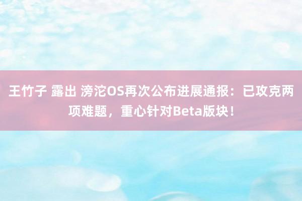 王竹子 露出 滂沱OS再次公布进展通报：已攻克两项难题，重心针对Beta版块！
