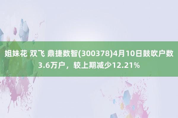姐妹花 双飞 鼎捷数智(300378)4月10日鼓吹户数3.6万户，较上期减少12.21%